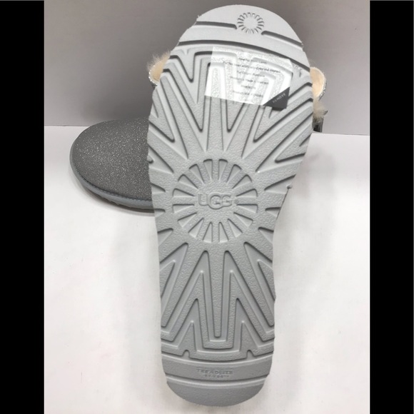 NEW UGG Mini Bailey Bow Silver Sparkle Women Boot - Picture 4 of 8